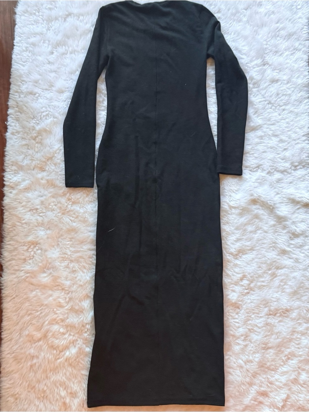 Aritzia TNA black waffle knit maxi casual dress - Picture 6 of 6